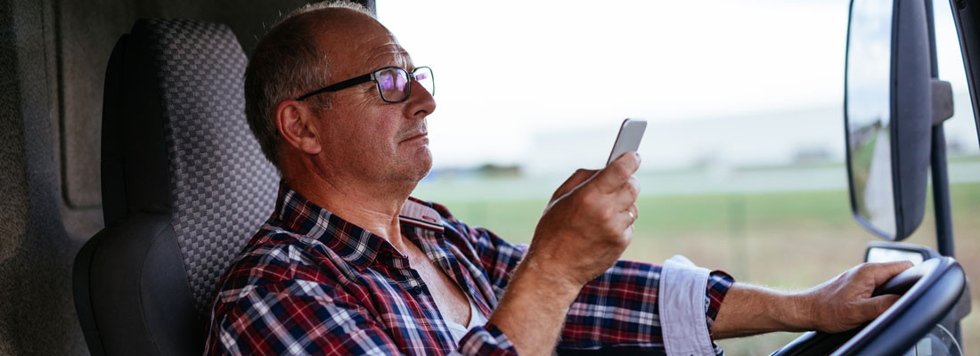 Truck driver texting and driving