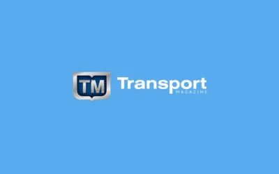 Logo of Transport Magazine displayed on a solid blue background.