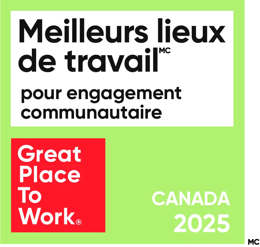 Insigne Great Place to Work Canada 2025 « Meilleurs lieux de travail pour l’engagement communautaire » attribué à ISAAC Instruments.