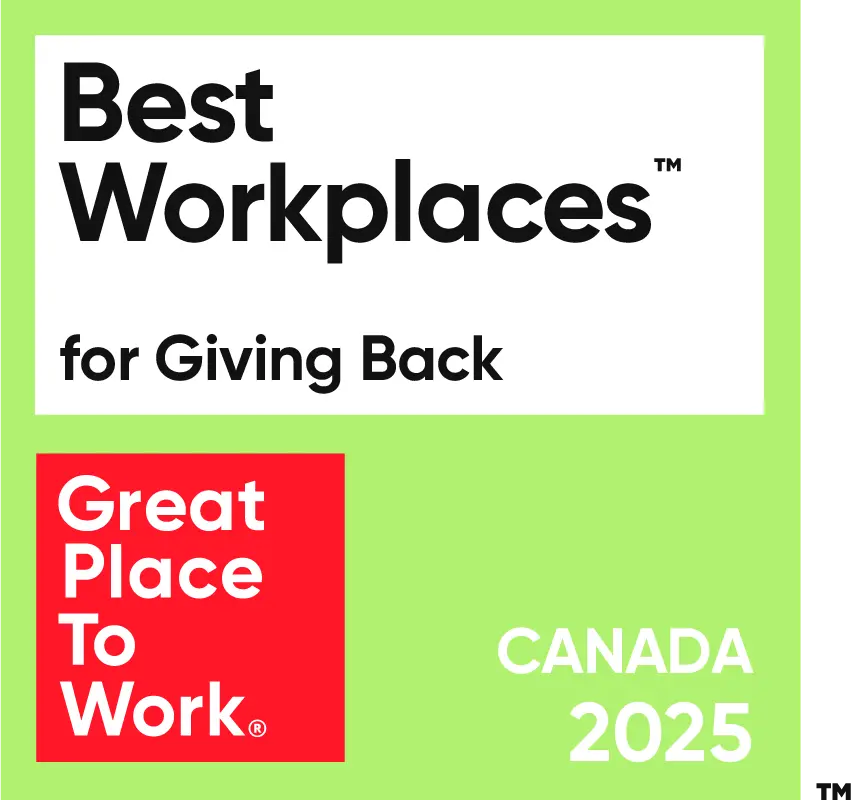 Great Place to Work Canada 2025 Best Workplaces for Giving Back award badge recognizing ISAAC Instruments.