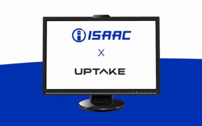 ISAAC and Uptake logos shown side by side on a monitor, marking their Open Platform integration.