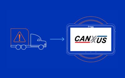 Illustration of a truck breakdown alert sending a request to the CANXXUS activity on an ISAAC InControl tablet