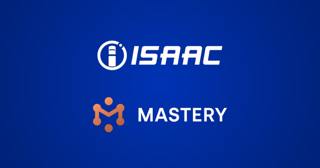 ISAAC Instruments and Mastery MasterMind integration ISAAC Instruments and Mastery logos together on a dark blue background.